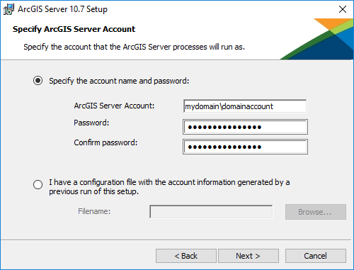 Using a domain account Using a domain account